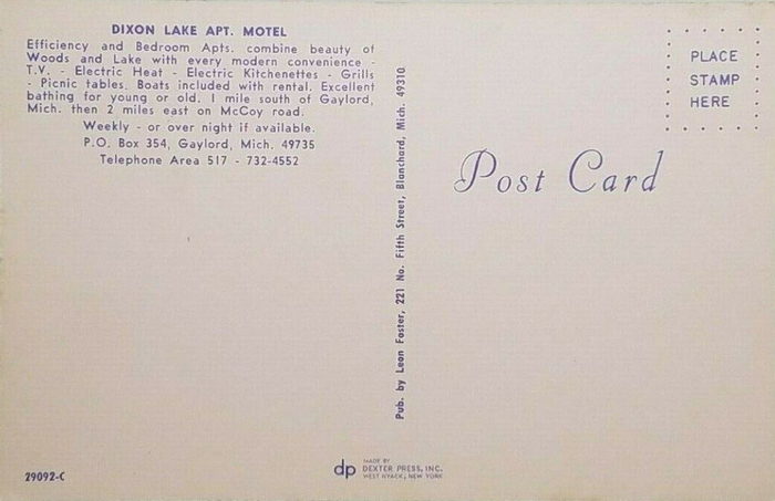 Dixon Lake Resort - Old Postcard
